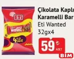 ETİ WANTED ÇİKOLATA KAPLI KARAMELLİ BAR 32 GX4 fiyat ve kampanya bilgisi